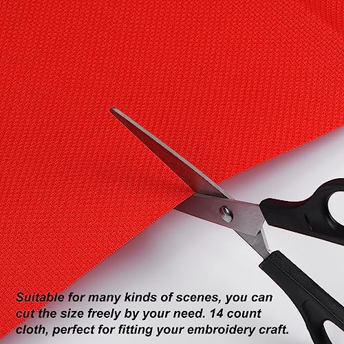 HARFINGTON 14 Count Cross Stitch Cloth Fabric 20 by 28 in Red - color: Red, size: 14 Count