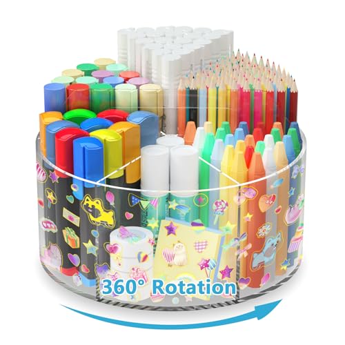 Acrylic Pen Holder for Desk Organizer Holder with 2 Adhesive DIY Stickers - size: Large x2 sticker