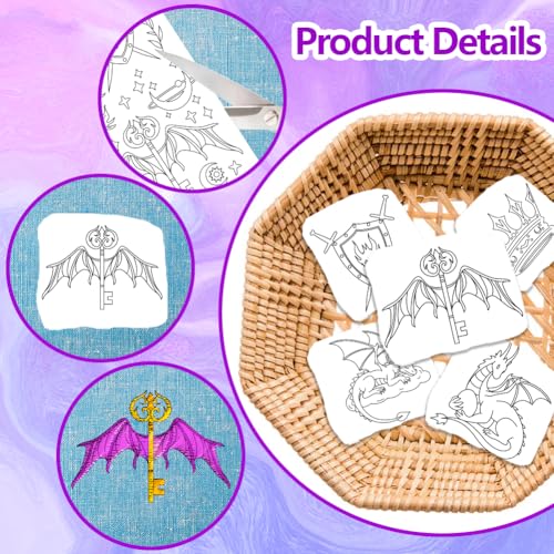 ORIGACH 4 Sheets Water Soluble Embroidery Patterns Stabilizers - Pre-Printed Mythical Dragon Shrubs Designs - Stick & Stitch Embroidery Paper for Hand Sewing Lovers - color: Dragon