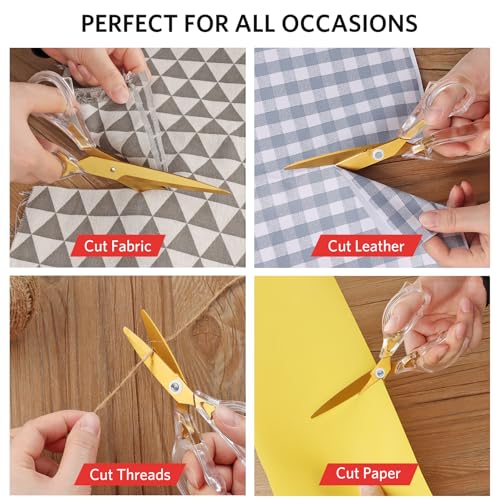 Acrylic Scissors, Ultra-Sharp Titanium Coated Blades and Ergonomic Clear Handle, Clear Gold Sscissors for Office Desk, Modern Design for Craft, Sewing, Office & Home, Set of 4, Gold - size: 4-Pack(5.8'/6.5'/7.6'/8.4')