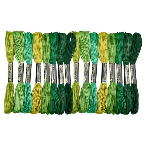 16 Skeins 131 Yards Embroidery Thread Friendship Bracelets String Cross Stitch Threads Cotton Floss Yarn DIY 6 Ply 1.2mm for Making Sewing Needlework Knitting Stitching Craft Supply Green - color: Green