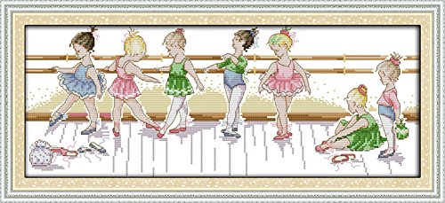CaptainCrafts Cross Stitch Kits, New Stamped Kit Printed 11CT Fabric Cross Stitching DIY Art DMC Needlecrafts Embroidery Kit for Adults Beginner (The Little Ballet Girls, Stamped) - color: The Little Ballet Girls, size: Stamped