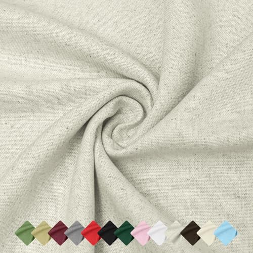 Linen Fabric | Natural Linen Cloth | Embroidery, Sewing | Soft, Breathable | 59" Wide | 50% Linen, 50% Rayon | Hemp, Jute, Needlework, Lining (1Y, Natural) - color: Natural, size: 1 Yard