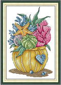 Aiorkeng Cross Stitch Kits Stamped Full Range of Embroidery Starter Kits for Adults Beginners DIY 11CT 3 Strands -Printed kit Flower of the Ocean(Printed) 32×44CM - color: Flower of the Ocean32×44CM