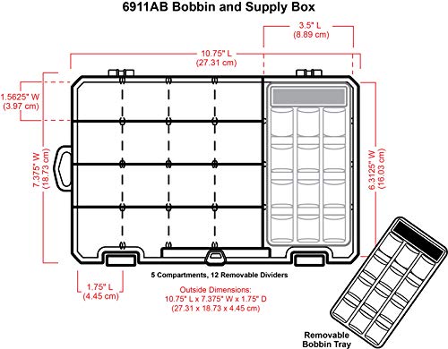 ArtBin 6911AB Sew-Lutions Bobbin/Supply Box Sewing Organizer, [1] Plastic Storage Case, Clear - size: Small - Single Pack, style: Bobbin Supply Box