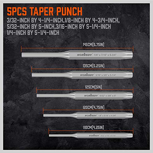 HORUSDY 16-Piece Punch and Chisel Set, Including Taper, Cold Chisels, Pin, Center (Pack of 2) - size: 16-Piece (Pack of 2)