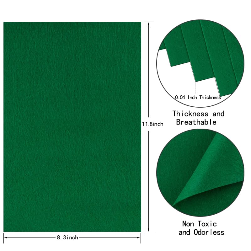 HaoFeiJH Green Felt Fabric Sheets - 6PCS Felt Squares - 8x12 1 Colors Soft Felt Squares, 1.5mm for Sewing, Patchwork, Decoration, Embroidering, Book, DIY Craft - color: 0-green