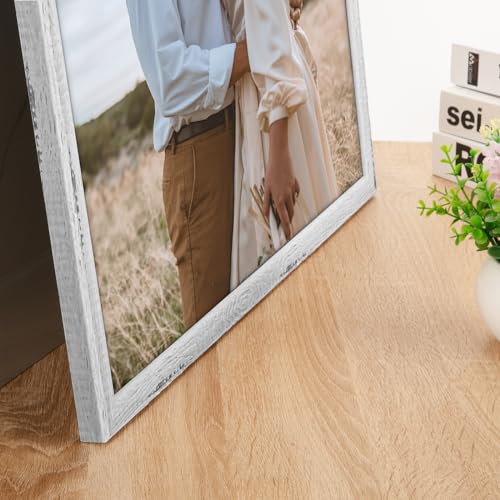 Rustic White 24x30 Frame - Single Frame, 24 x 30 Poster Frame for Artwork, Puzzles, Photos and Movie Posters Picture Frames - size: 24" x 30"