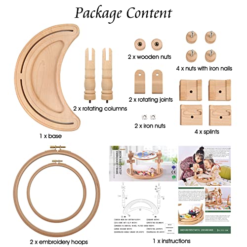 ZOCONE Multifunctional Beech Wood Embroidery Hoop Stand with 2 Pcs 6'' 8'' Embroidery Hoops, Adjustable Rotated Embroidery Stand Cross Stitch Stand, Embroidery Hoop Holder for Embroidery Project (D) - style: D