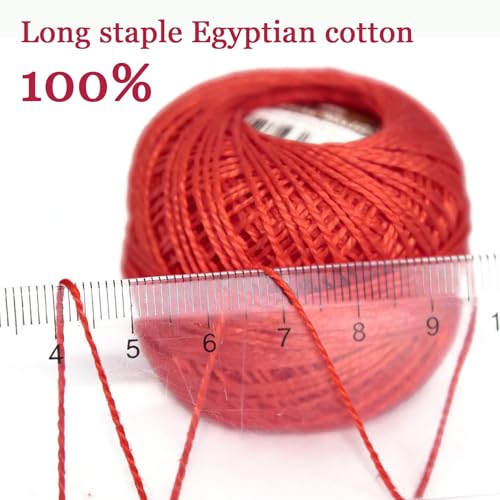 Double Mercerized Egyptian Long Staple Cotton Pearl Thread Ball 10 Grams Rainbow Color Embroidery Thread 10 Colors per Box for Crochet Hardanger Cross Stitch Hand Embroidery,red Series - color: red series