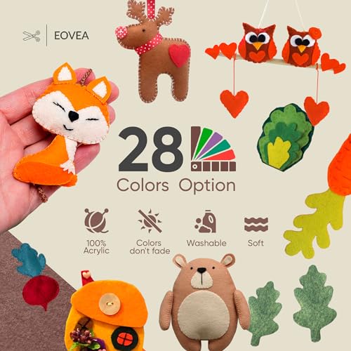 EOVEA - Acrylic Felt Fabric by The Yard - Soft and Durable 72" Wide & 1.6mm Thick Felt Sheets for DIY Crafts, Sewing, Upholstery, Cushion, Padding, Costumes(Brown, 1 Yard) - color: Brown, size: 1 Yard