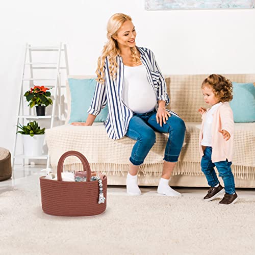 XUANGUO Cotton Rope Baby Diaper Caddy Organizer Basket with handles Rust - color: Rust, size: Regular
