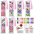 ACRNIGHEET 6PCS Cross Stitch Bookmark Kit for Beginner Stamped Cross Stitch Kits for Adults Floral DIY Tassel Embroidery Bookmark Kits Needlepoint Kit with Instructions Craft Gift 8.5''x3'' 11CT - style: Floral Butterfly with Tassel