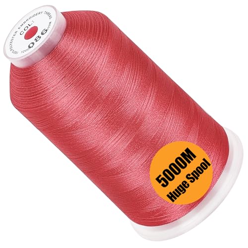 New brothread 5000M Huge Spool Embroidery Machine Thread - Deep Rose - color: Deep Rose-086