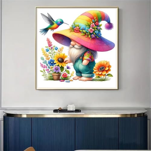 Gnome Stamped Cross Stitch Kits - Counted Cross Stitch Kits for Beginners Adults Needlepoint Cross-Stitch Patterns Dimensions Needlecrafts Embroidery Kits Arts and Crafts13.8inX13.8in - color: Cross Stitch-0331-4