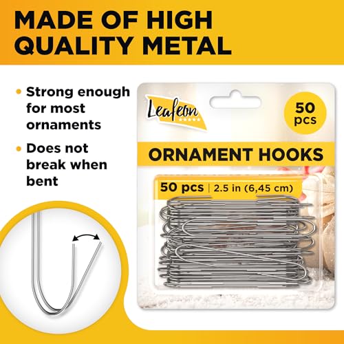 50 Pack Christmas Ornament Hooks – Great Ornament Hangers for Christmas Tree Decoration (Silver)