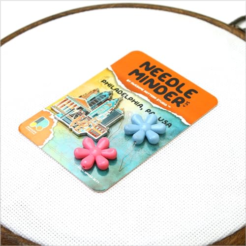 Awesome Pattern Studio Needle Minder Set – Philadelphia Magnetic Needle Minder + 2 Needle Threaders. Enamel Pin for Cross Stitch, Embroidery and Craft - size: Philadelphia Set #1