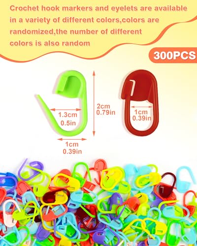 FIVEIZERO 300pcs Stitch Markers for Crocheting & 6pcs Blunt Sewing Needles