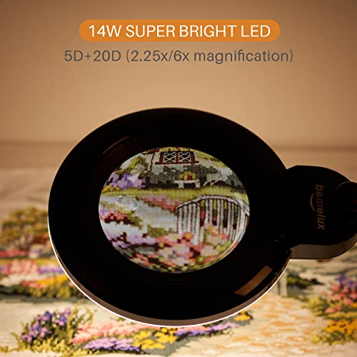 Bifocal Magnifying Lamp with Clamp, 5D with 20D, Black - color: Black