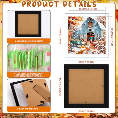 Trandraft 13 Pcs Seasonal Scenery Small Diamond Art Kits for Adults Craft - style: Seasonal Scenery