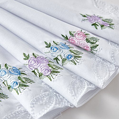 RDS HANKYTEX Cotton Embroidery Ladies' Handkerchiefs Lace Set of 6 - style: 4
