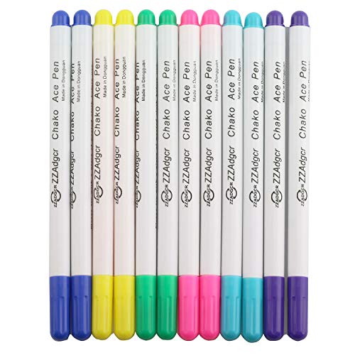 bouti1583 Disappearing Ink Fabric Marker Pen for Sewing Art Washable Art and Lettering 12PCS 6 Color Vanishing Air Erasable Pen