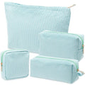 Sanwuta 4 Pcs Seersucker Pouch Striped Makeup Bag Set, Light Blue - color: Acid Blue