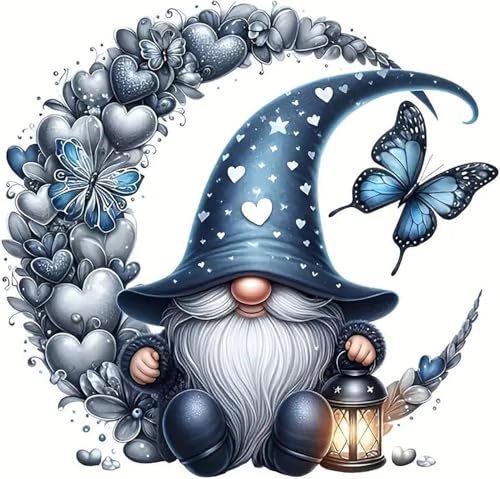 DYAIANGMU Gnome Stamped Cross Stitch Kit for Adults 13.7x13.7 inches - color: red-16