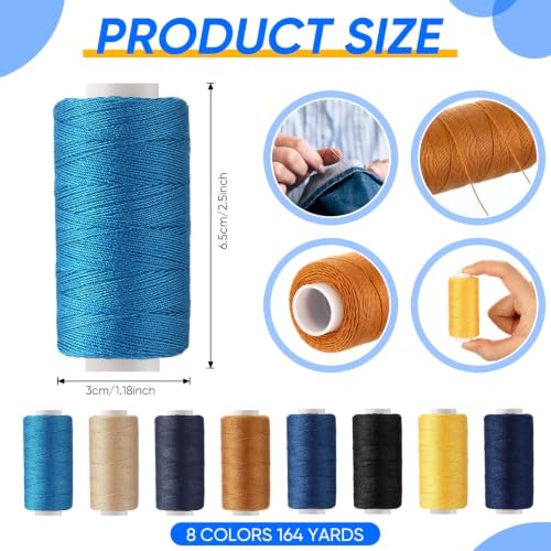 Glicraft 8 Colors Denim Thread 164 Yard, Jeans Sewing Thread 203 for Canvas