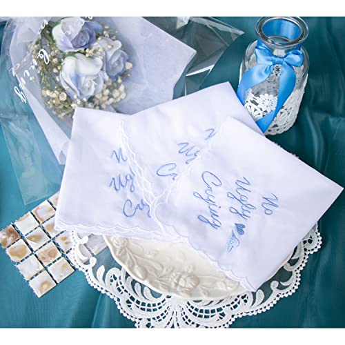 6 Pack of Ladies Embroidery Cotton Handkerchiefs Lace Wedding Hankies - color: Zww-w01