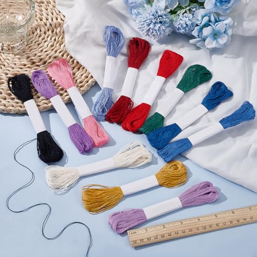 FREEBLOSS 12 Colors 262 Yards Sashiko Thread Sashiko Skein Cotton Embroidery Thread Japanese Quilting & Embroidery Sashiko Kit Supplies Sewing Thread Sashiko Thread - color: Blue&Purple