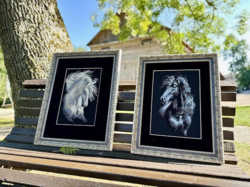 RIOLIS - Breeze Through Mane 1494, Counted Cross Stitch Kit 11,81" x17,72, Black Horse Embroidery Kit, Cross Stitch Patterns for Adults with Horse, Cross Stitch Kits for Adults Advanced & Beginners - style: Breeze Through Mane 1494