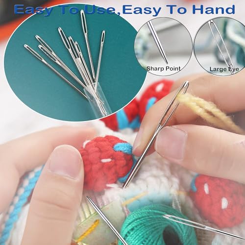 34 Pieces 8 Size Large Eye Blunt Needles and Sharp Needles Set, Yarn Needles, Hand Sewing Needles, Knitting Needles, Embroidery Needle, Quilting Needles, Crewel Needles,Tapestry Needles - color: 34PCS