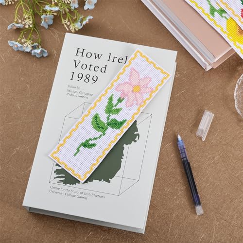 FREEBLOSS 6 Set Cross Stitch Bookmark Kits 11CT 8"x2.4" Vivid Flowers - style: Flower Branches 1