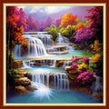Disxvivy Cross Stitch Stamped Full Embroidery Kits DIY 11CT Cotton Thread Printed DIY Needlepoint Kits Craft Needlework Set Cross-Stitch Stamped Sets-Vernal Fall 18x18 inch - color: Artstyle07