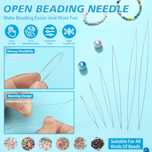 kdafio 100 Pcs Beading Needles Set Long Straight Large Eyes Thread Needles - style: 100 Pcs