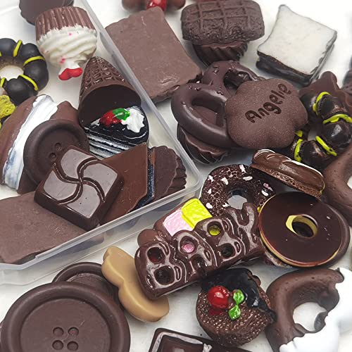 Chenkou Craft 50pcs Lots Mix Assorted Brown Craft DIY Flatbacks Resin Flat Back Buttons Scrapbooking (Brown) - color: Brown