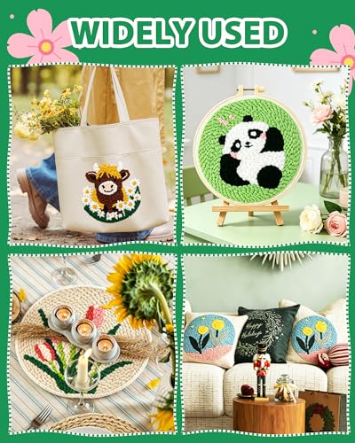 FIVEIZERO Yarn Punch Needle Craft Kit for Beginners,Panda Needle Punch Kit - color: Panda