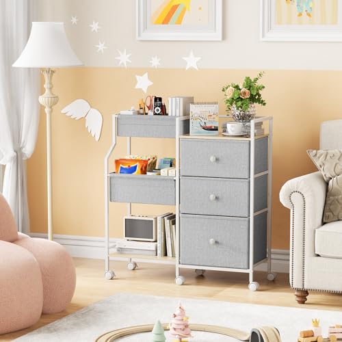 Modanais Baby Diaper Caddy Organizer Rolling Cart with Drawers, Light Gray - color: Light Gray