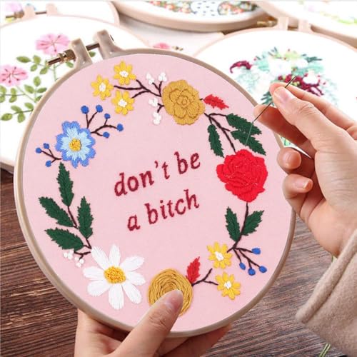 Nuberlic Funny Embroidery Kit for Beginners, Cross Stitch Kits - color: funny