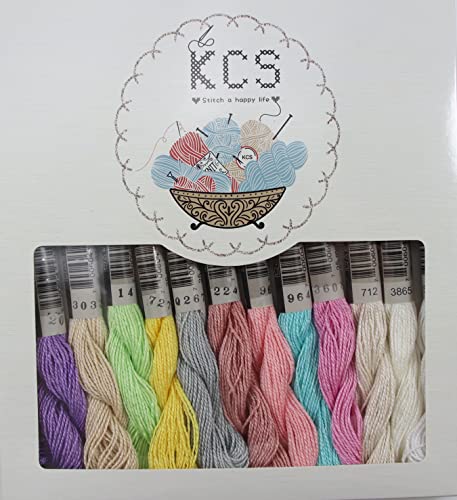 KCS 328 Yards(300 Meters) Mercerized Pearl Cotton Crochet Needlepoint Thread,Size 5, 12 skeins,Mixed Color 19 - color: 12color19, size: 12 skeins