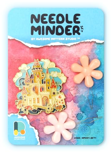 Awesome Pattern Studio Needle Minder Set - Wonderland Castle Magnetic Needle Minder + 2 Needle Threaders. Enamel Pin for Cross Stitch, Embroidery and Craft - size: Wonderland Castle SET #1