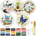 TINDTOP 5 Sets Embroidery Kit for Beginners Adult, Embroidery Kit for Beginners Include Embroidery Cloth Hoops Threads for Craft Lover Hand Stitch with Embroidery Skill Techniques - color: Animal Sets