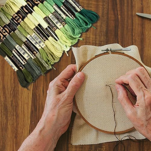 18 Skeins 6 Strands Green Cross Stitch Thread Variegated Gradient Embroidery Floss Polyester Friendship Bracelet String Yarn Threads Bulk for Hand Sewing Bracelets Needlecraft DIY Stitching - color: Dark Green
