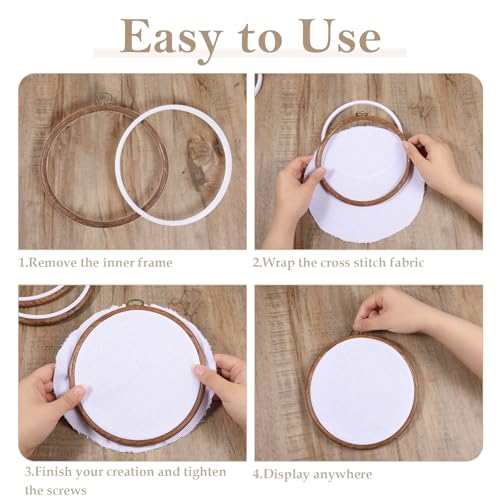 15Pcs 6 Inch Round Embroidery Hoops Frame, Circle Display Cross Stitch Hoop Frame Imitated Wood Embroidery Frames for Art Craft Handy Sewing Decoration