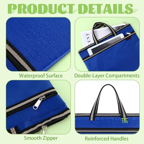 24 Pcs Large Zipper Pouch Handle, Waterproof File Bag, 4 Colors