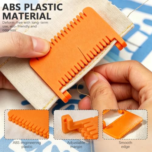 3 Pcs Clip-On Sewing Ruler Set, Hand Edge Stitch Guide for Even Spacing