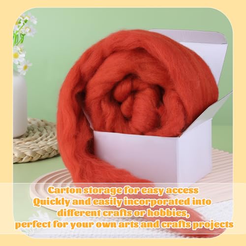 3.53oz Needle Felting Wool Roving for Needle Felting Dark Red Felting Wool - color: dark red