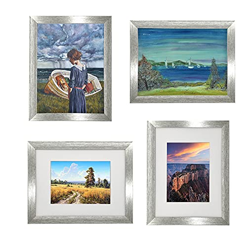 A5 Gallery Picture frames with A6 mat,Freestanding and Wall Mountable Photo Frame,Silver - color: Silver, size: 6x8