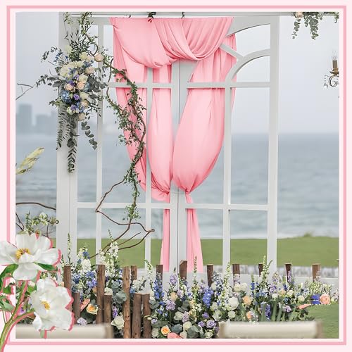 Horbaunal Light Pink Chiffon Fabric by The Yard, 5 Yard Precut Sheer Fabric - color: Light Pink, size: 5 Yards
